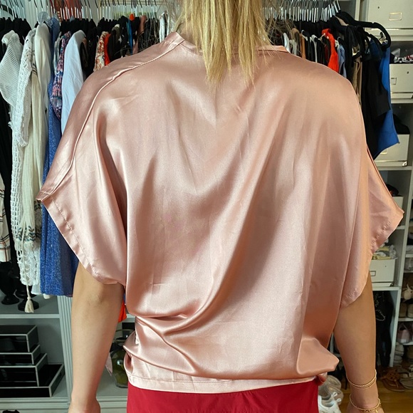 Shinny pink tie top! Size one size fits all! - Picture 2 of 3
